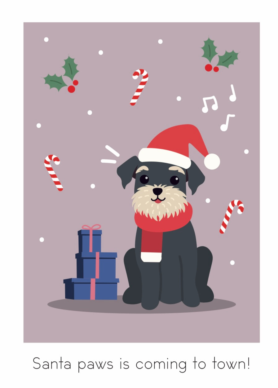 Kerstkaart Santa Paws