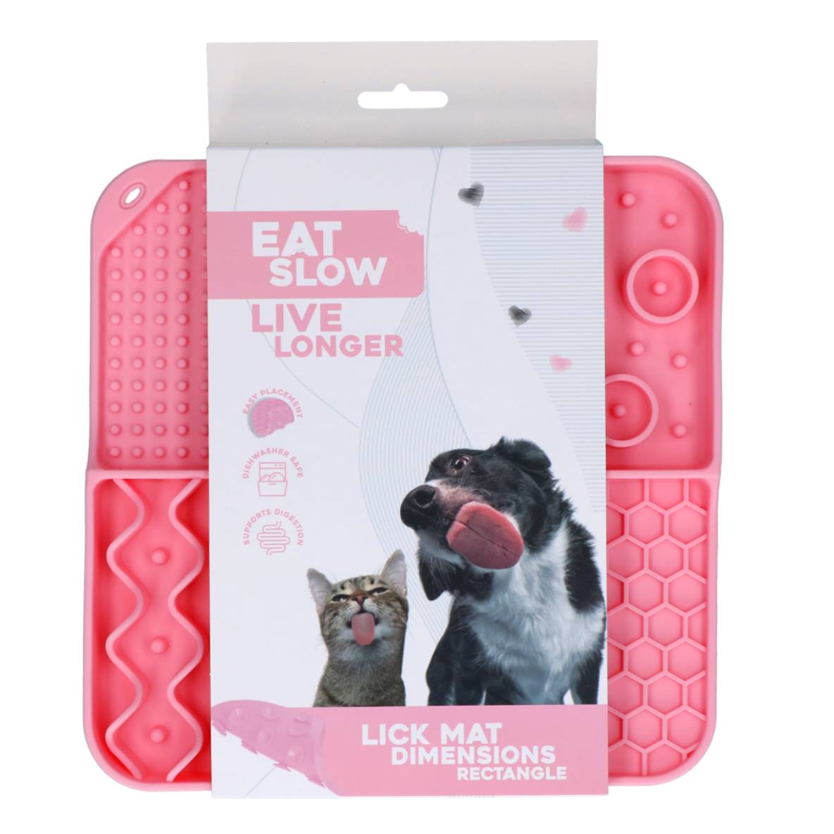 Eat Slow Live Longer vierkante likmat met diepe vakjes - Roze