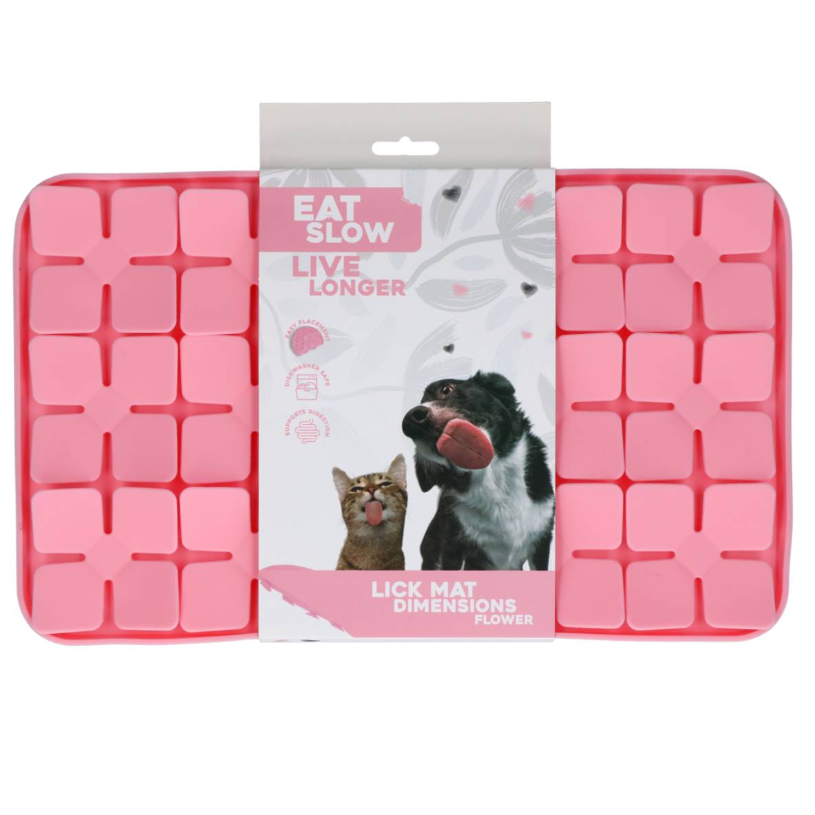 Eat Slow Live Longer likmat met bloemenflapjes - roze