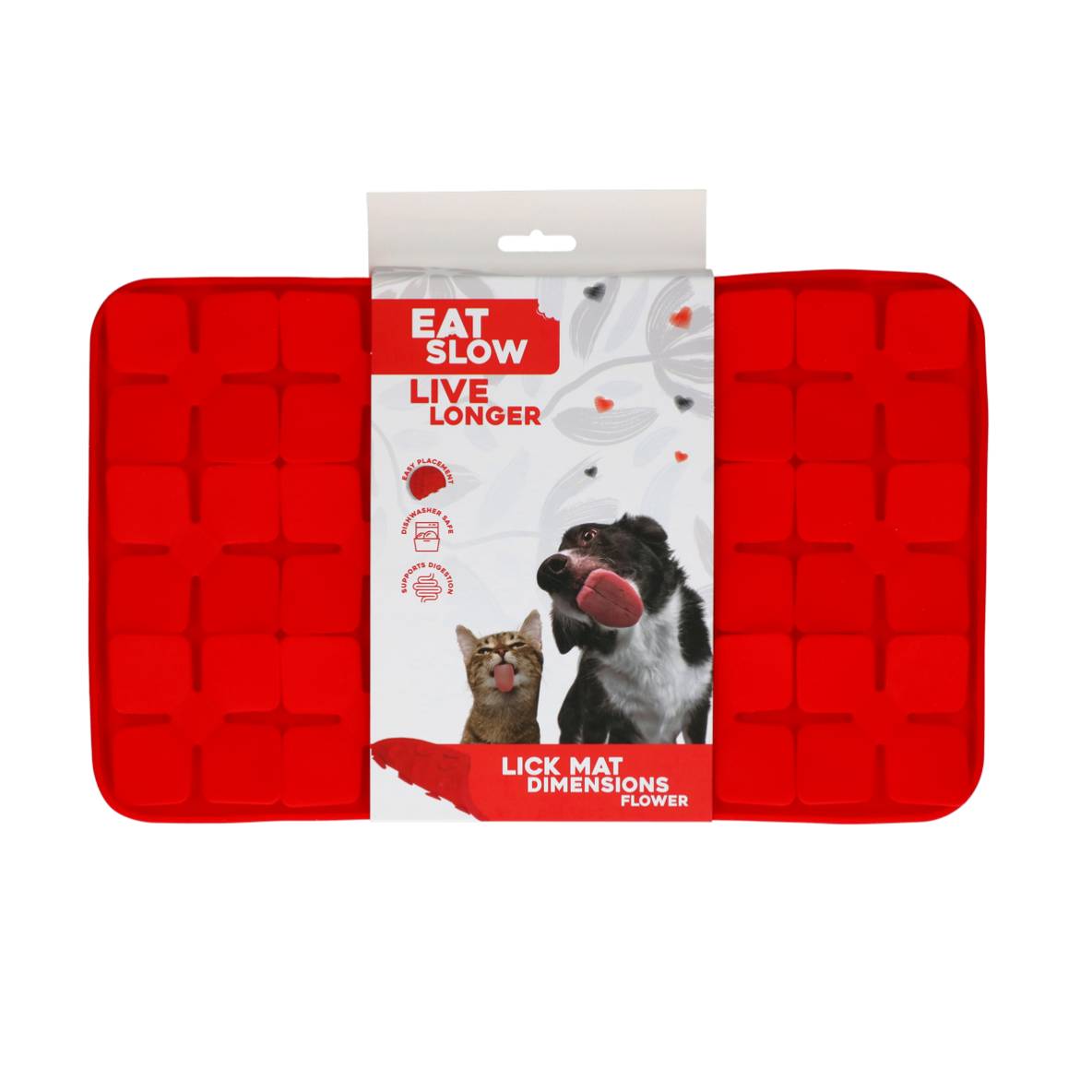 Eat Slow Live Longer likmat met bloemenflapjes - Rood