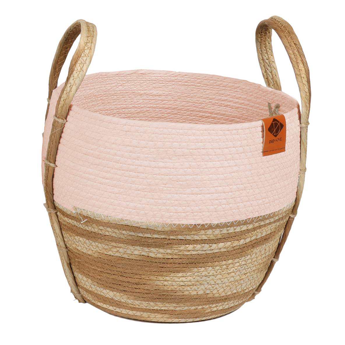 Paper rope mand ray - Roze/beige
