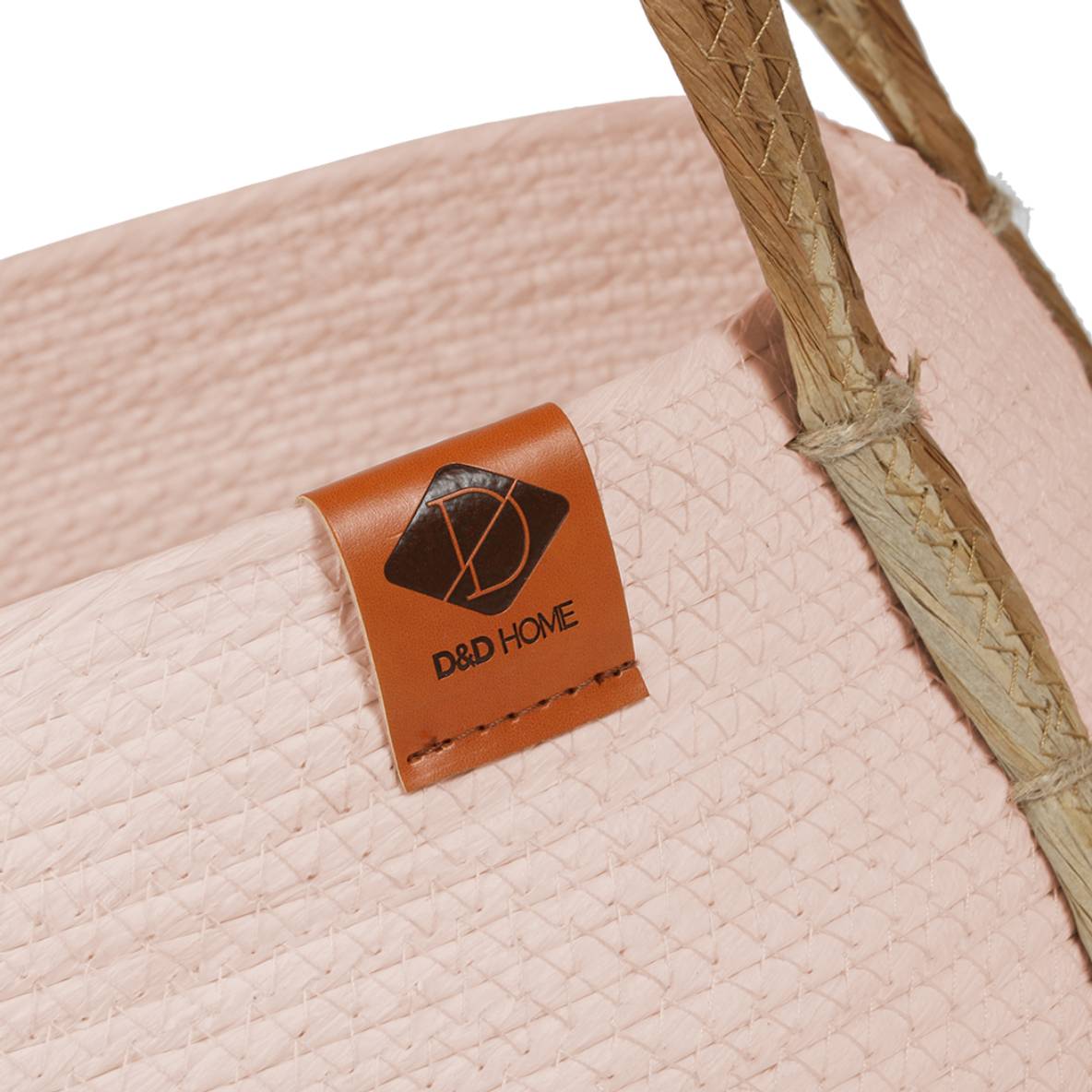 Paper rope mand ray - Roze/beige