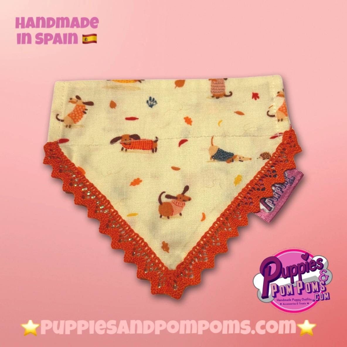 Bandana met herfstdesign teckel - M