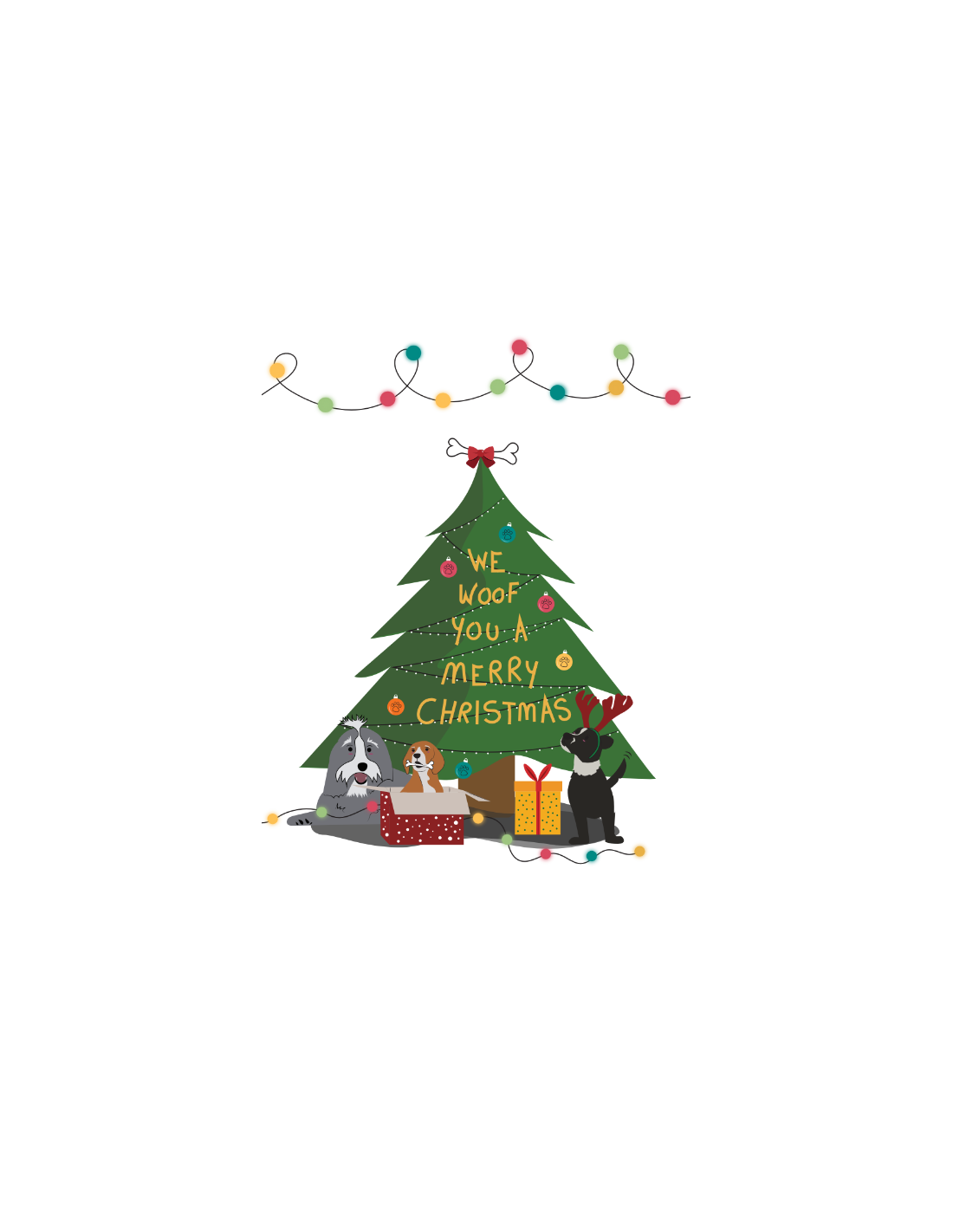 Eetbare kaart voor honden: We Wooff You a Merry Christmas