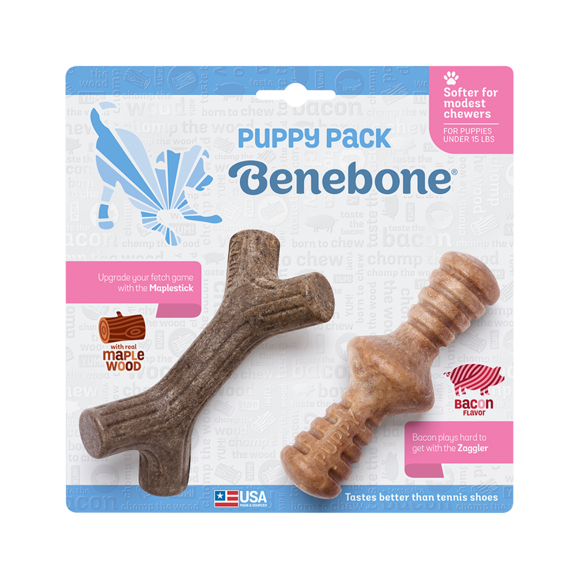 Benebone Puppy Pack - Maple Stick + Zaggler (Bacon)