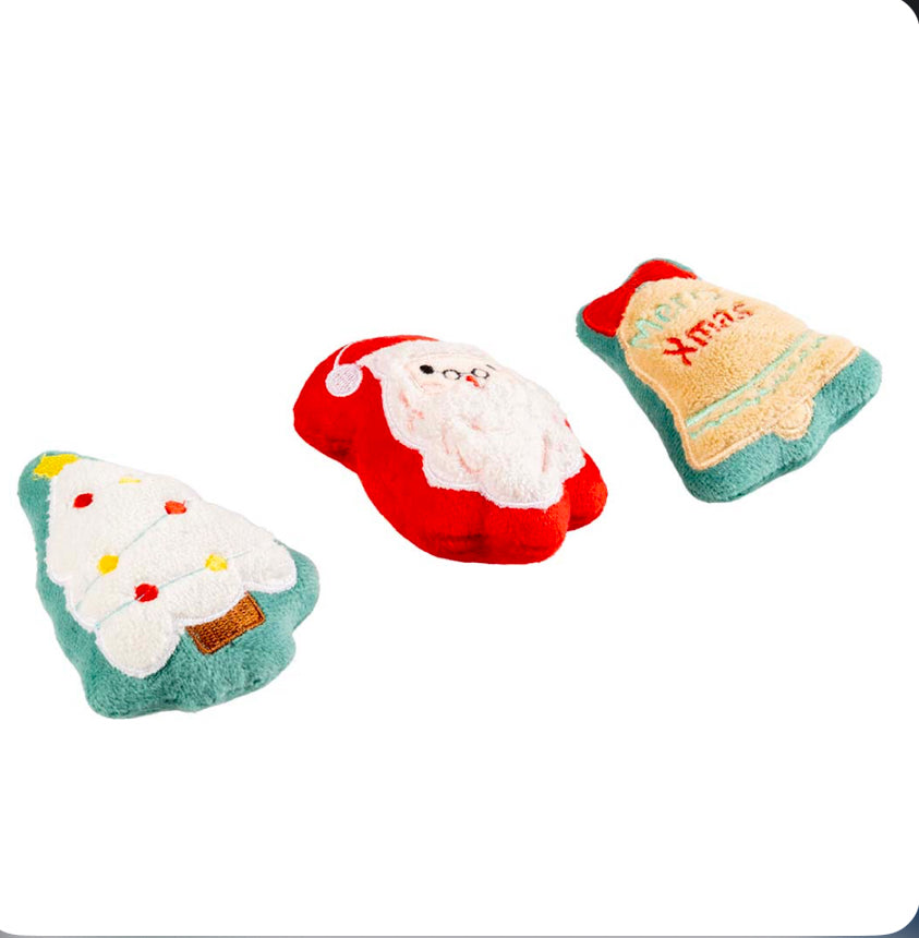 Xmas pluche speeltje (kerstman, kerstboom of klokje)