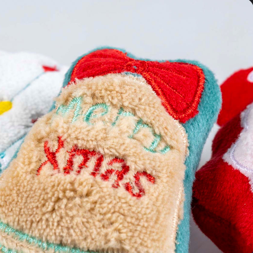 Xmas pluche speeltje (kerstman, kerstboom of klokje)