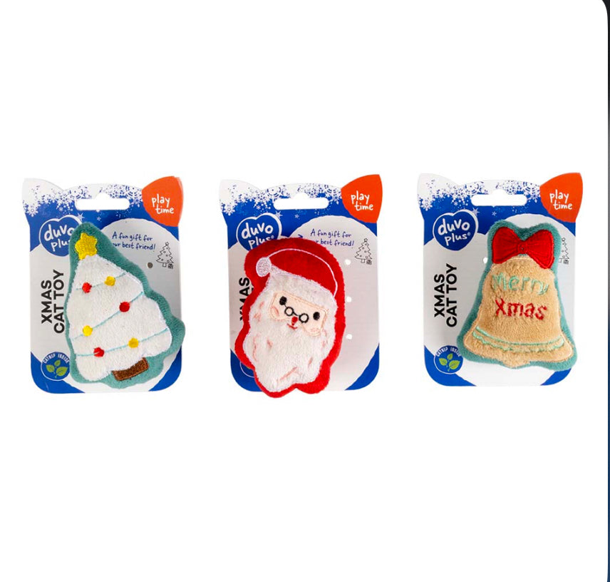 Xmas pluche speeltje (kerstman, kerstboom of klokje)