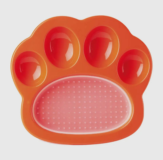 2-in-1 mini slowfeeder en likmat (oranje)
