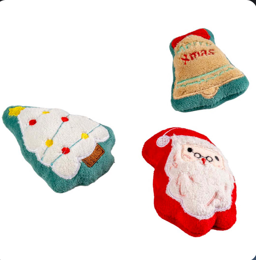 Xmas pluche speeltje (kerstman, kerstboom of klokje)