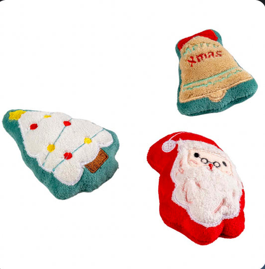 Xmas pluche speeltje (kerstman, kerstboom of klokje)