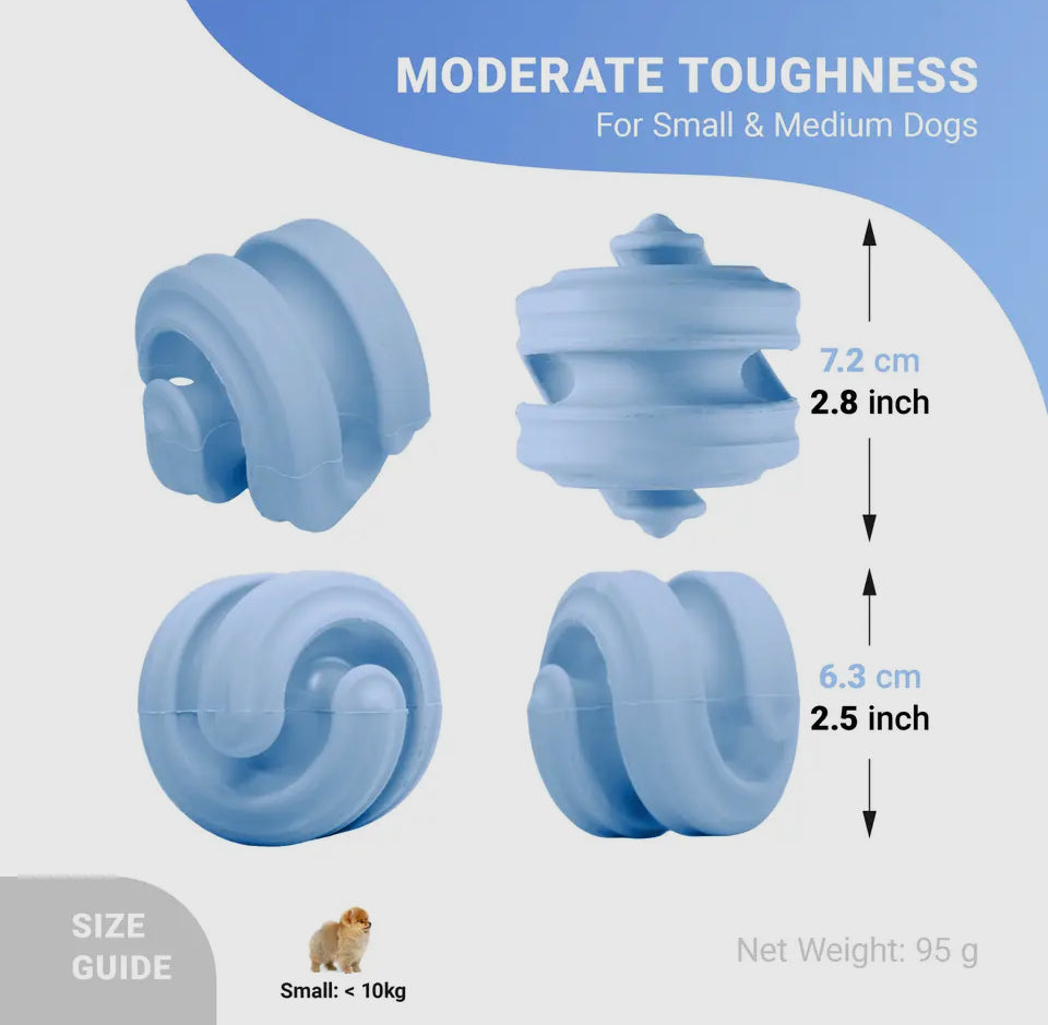 Chewtastic Geometrics Gentle Natuurlijk Rubber Geo-Hex Pastelblauw