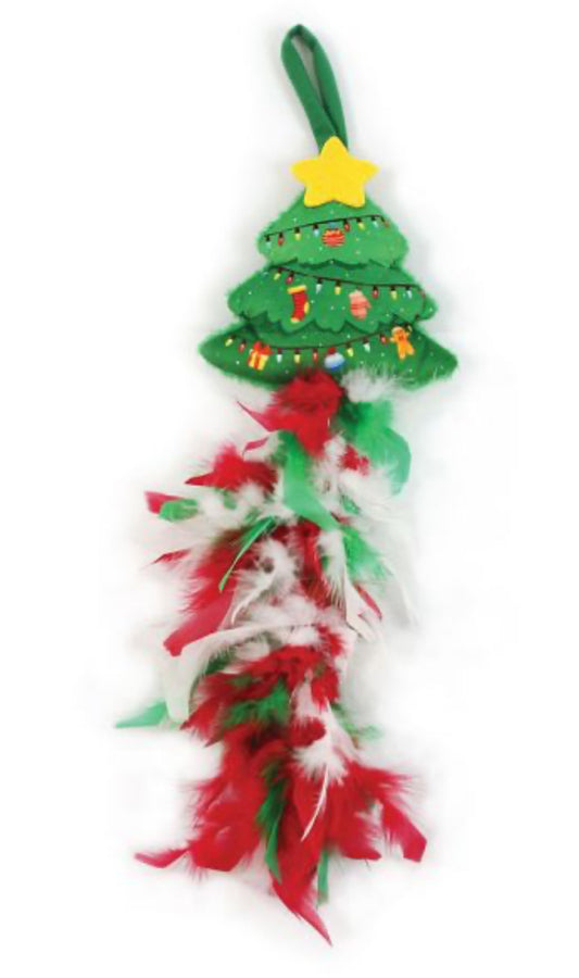 Kerstdeurhanger met veren